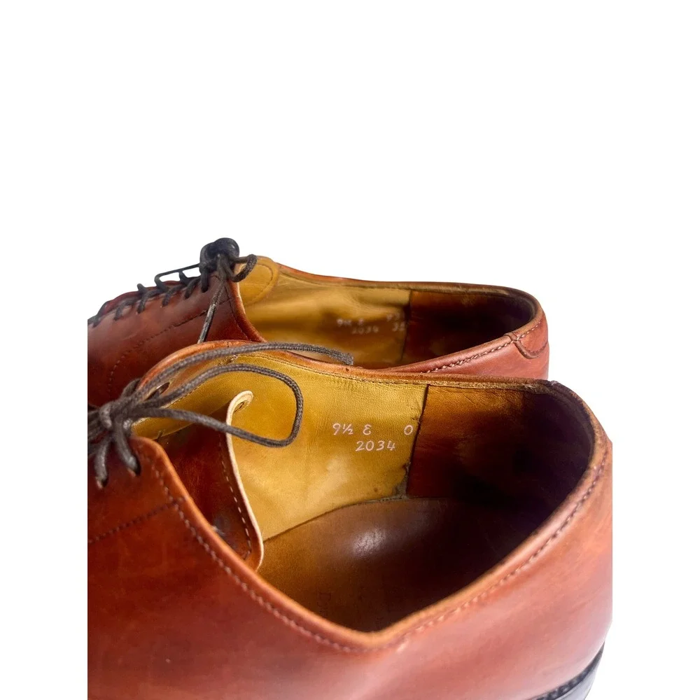 Allen Edmonds Men's Cognac Brown Leather Brogue Oxford Dress Shoes 9.5 E